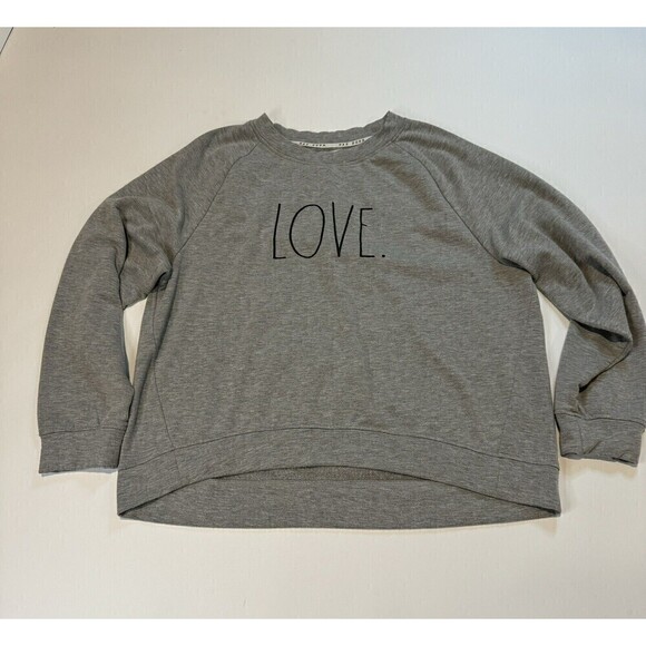 Rae Dunn LOVE Sweatshirt Crew Pullover Gray Valentines Day XL - Picture 1 of 6